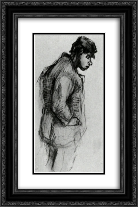 Peasant Boy 16x24 Black Ornate Wood Framed Art Print Poster with Double Matting by Van Gogh, Vincent