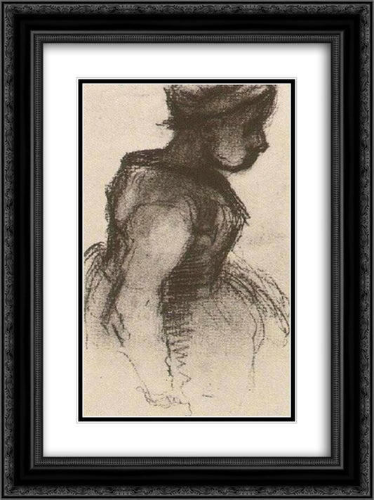 Peasant Girl, Half-Figure 18x24 Black Ornate Wood Framed Art Print Poster with Double Matting by Van Gogh, Vincent