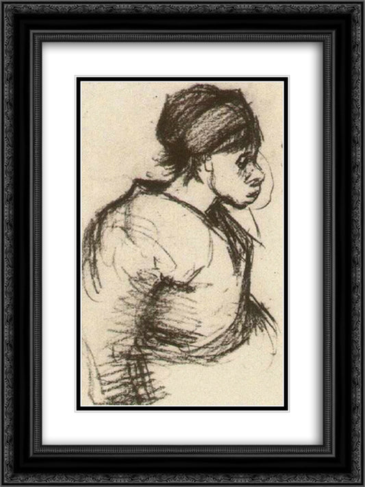 Peasant Girl, Half-Figure 18x24 Black Ornate Wood Framed Art Print Poster with Double Matting by Van Gogh, Vincent