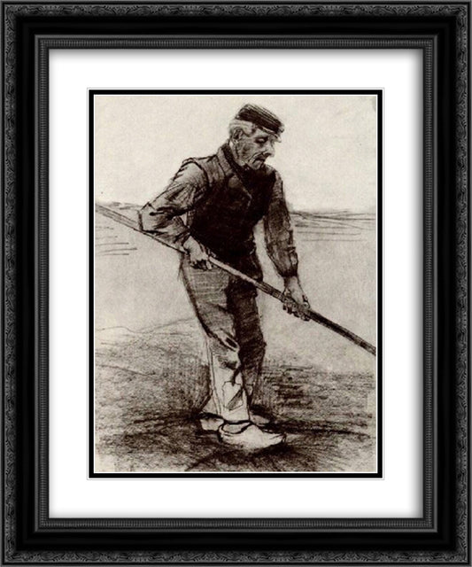 Peasant with a Stick 20x24 Black Ornate Wood Framed Art Print Poster with Double Matting by Van Gogh, Vincent