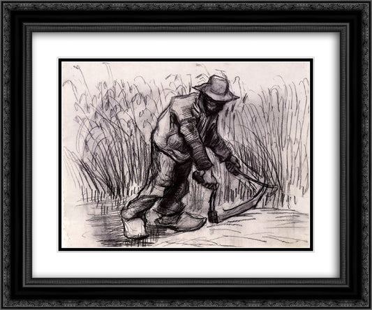 Peasant with Sickle 24x20 Black Ornate Wood Framed Art Print Poster with Double Matting by Van Gogh, Vincent