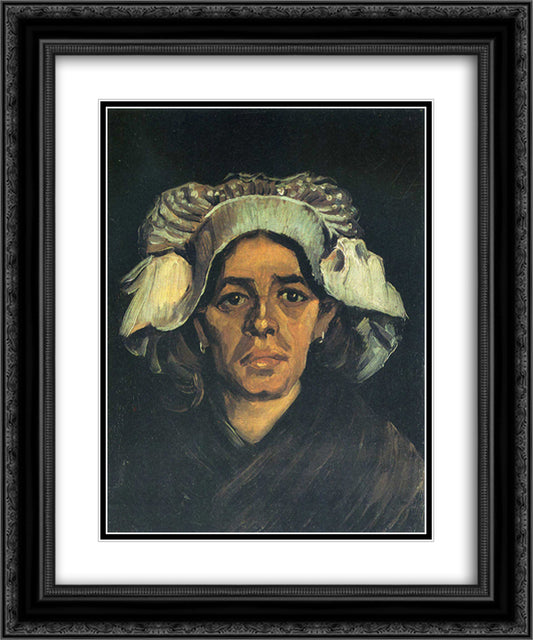 Peasant Woman, Portrait of Gordina de Groot 20x24 Black Ornate Wood Framed Art Print Poster with Double Matting by Van Gogh, Vincent