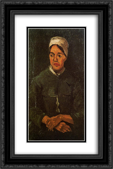 Peasant Woman, Seated 16x24 Black Ornate Wood Framed Art Print Poster with Double Matting by Van Gogh, Vincent