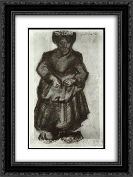 Peasant Woman 18x24 Black Ornate Wood Framed Art Print Poster with Double Matting by Van Gogh, Vincent
