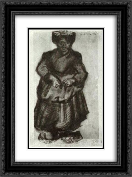 Peasant Woman 18x24 Black Ornate Wood Framed Art Print Poster with Double Matting by Van Gogh, Vincent