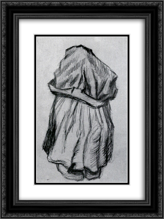 Peasant Woman with Shawl over her Head, Seen from the Back 18x24 Black Ornate Wood Framed Art Print Poster with Double Matting by Van Gogh, Vincent