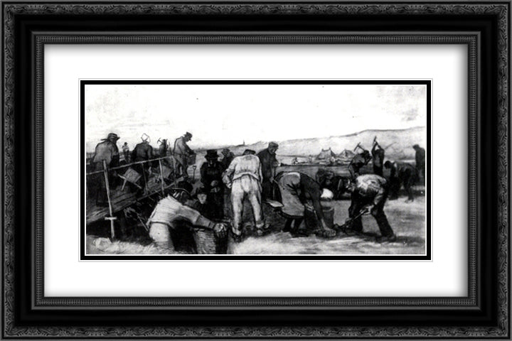 Peat Diggers in the Dunes 24x16 Black Ornate Wood Framed Art Print Poster with Double Matting by Van Gogh, Vincent