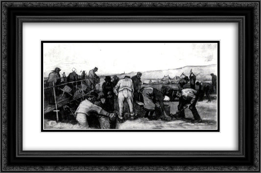 Peat Diggers in the Dunes 24x16 Black Ornate Wood Framed Art Print Poster with Double Matting by Van Gogh, Vincent