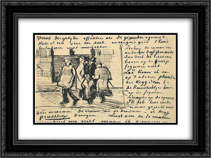 People in the Studio 24x18 Black Ornate Wood Framed Art Print Poster with Double Matting by Van Gogh, Vincent
