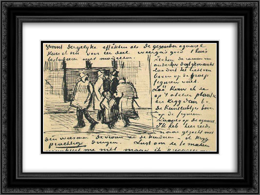 People in the Studio 24x18 Black Ornate Wood Framed Art Print Poster with Double Matting by Van Gogh, Vincent