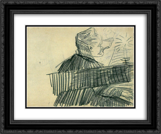 Pianist 24x20 Black Ornate Wood Framed Art Print Poster with Double Matting by Van Gogh, Vincent