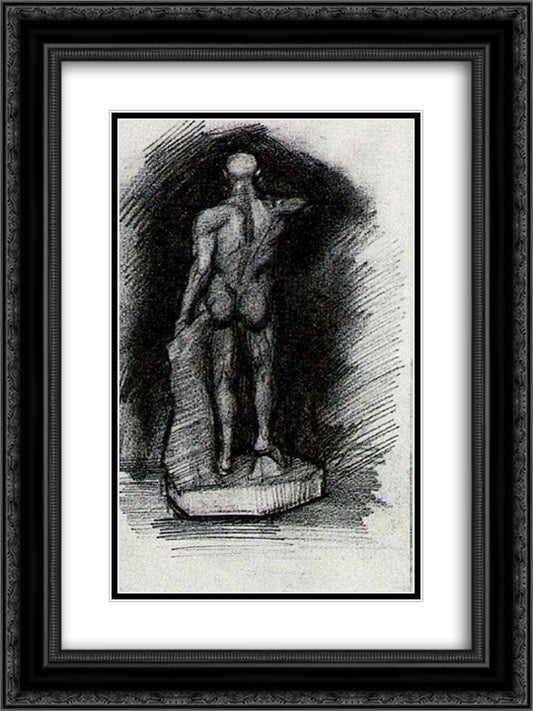 Plaster Statuette 18x24 Black Ornate Wood Framed Art Print Poster with Double Matting by Van Gogh, Vincent