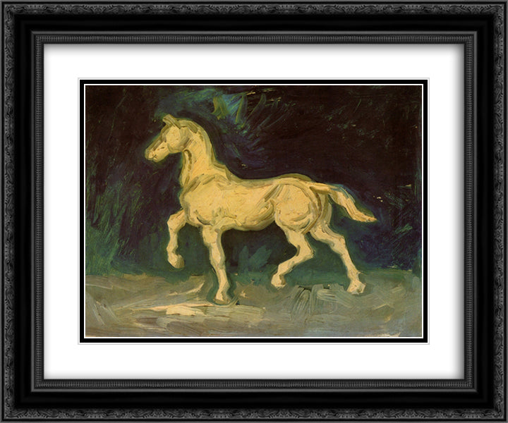 Plaster Statuette of a Horse 24x20 Black Ornate Wood Framed Art Print Poster with Double Matting by Van Gogh, Vincent