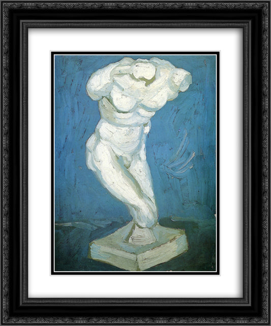 Plaster Statuette of a Male Torso 20x24 Black Ornate Wood Framed Art Print Poster with Double Matting by Van Gogh, Vincent