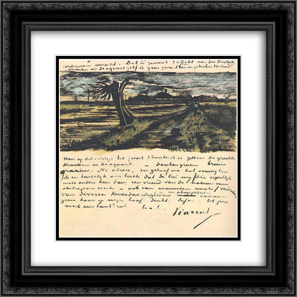 Pollard Willow 20x20 Black Ornate Wood Framed Art Print Poster with Double Matting by Van Gogh, Vincent