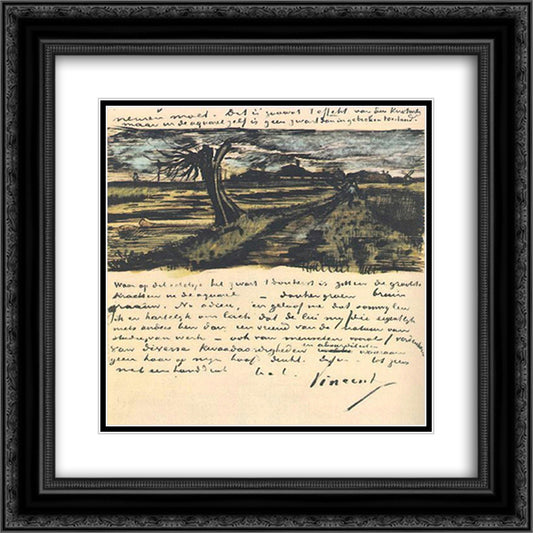 Pollard Willow 20x20 Black Ornate Wood Framed Art Print Poster with Double Matting by Van Gogh, Vincent