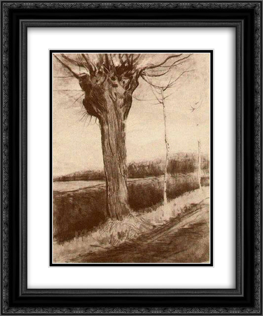 Pollard Willow 20x24 Black Ornate Wood Framed Art Print Poster with Double Matting by Van Gogh, Vincent