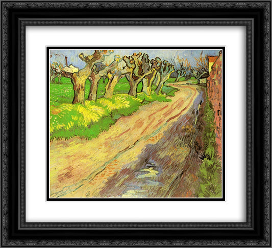 Pollard Willows 22x20 Black Ornate Wood Framed Art Print Poster with Double Matting by Van Gogh, Vincent