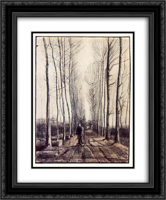 Poplar Trees 20x24 Black Ornate Wood Framed Art Print Poster with Double Matting by Van Gogh, Vincent