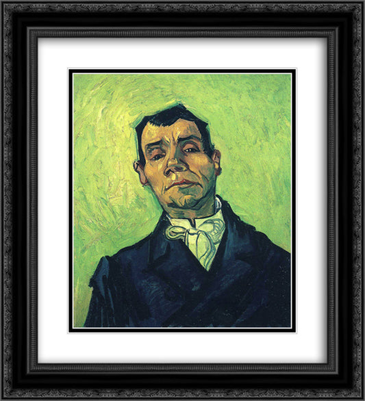 Portrait of a Man 20x22 Black Ornate Wood Framed Art Print Poster with Double Matting by Van Gogh, Vincent
