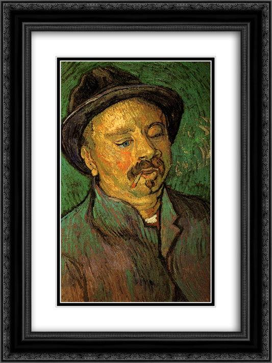 Portrait of a One-Eyed Man 18x24 Black Ornate Wood Framed Art Print Poster with Double Matting by Van Gogh, Vincent