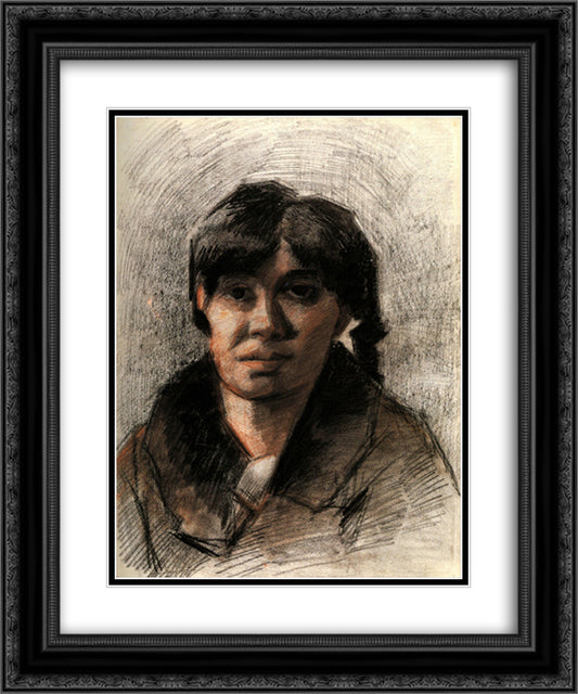 Portrait of a Woman 20x24 Black Ornate Wood Framed Art Print Poster with Double Matting by Van Gogh, Vincent