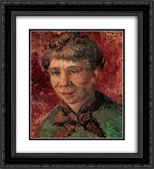 Portrait of a Woman (Madame Tanguy) 20x22 Black Ornate Wood Framed Art Print Poster with Double Matting by Van Gogh, Vincent
