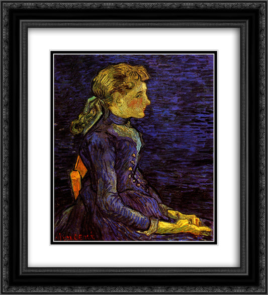 Portrait of Adeline Ravoux 20x22 Black Ornate Wood Framed Art Print Poster with Double Matting by Van Gogh, Vincent