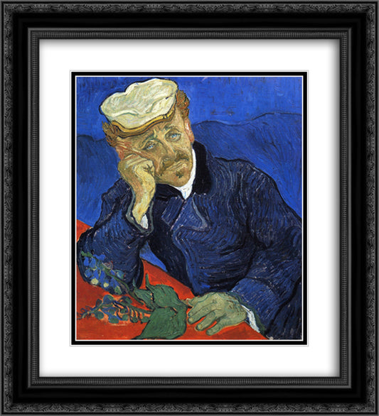 Portrait of Doctor Gachet 20x22 Black Ornate Wood Framed Art Print Poster with Double Matting by Van Gogh, Vincent