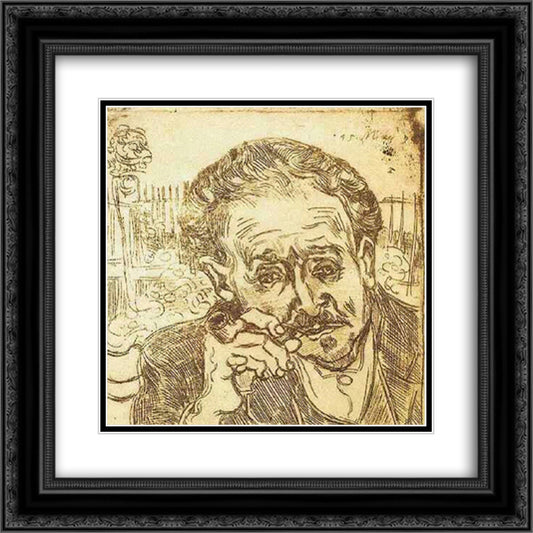 Portrait of Doctor Gachet (A man with pipe) 20x20 Black Ornate Wood Framed Art Print Poster with Double Matting by Van Gogh, Vincent