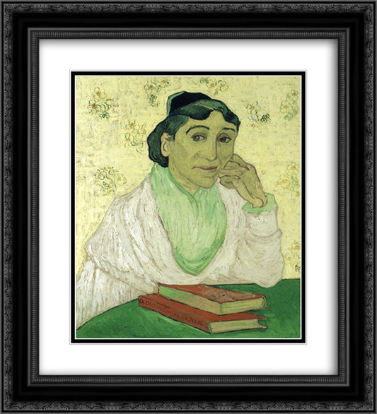 Portrait of Madame Ginoux (L'Arlesienne) 20x22 Black Ornate Wood Framed Art Print Poster with Double Matting by Van Gogh, Vincent