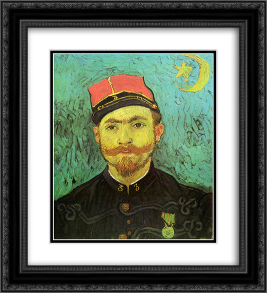 Portrait of Milliet, Second Lieutnant of the Zouaves 20x22 Black Ornate Wood Framed Art Print Poster with Double Matting by Van Gogh, Vincent