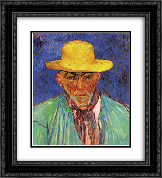 Portrait of Patience Escalier, Shepherd in Provence 20x22 Black Ornate Wood Framed Art Print Poster with Double Matting by Van Gogh, Vincent