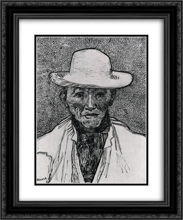 Portrait of Patience Escalier 20x24 Black Ornate Wood Framed Art Print Poster with Double Matting by Van Gogh, Vincent