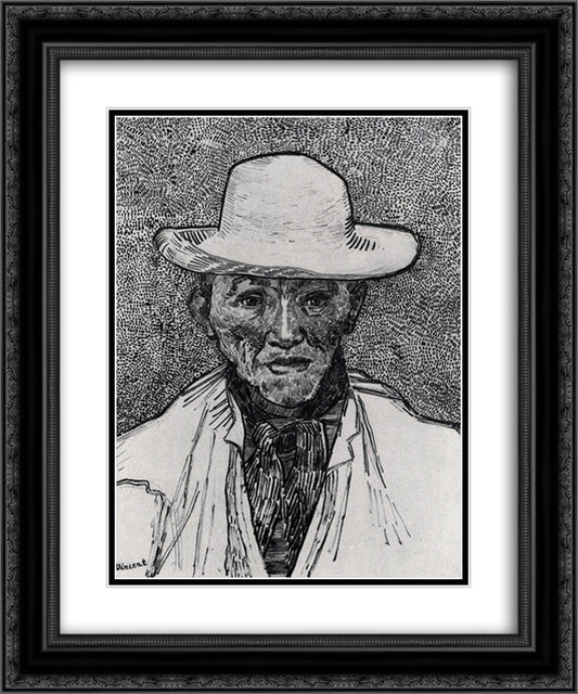 Portrait of Patience Escalier 20x24 Black Ornate Wood Framed Art Print Poster with Double Matting by Van Gogh, Vincent