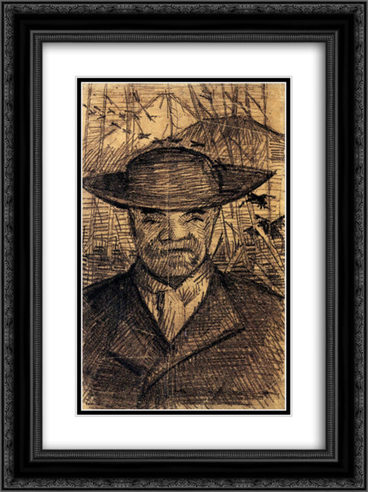 Portrait of Pere Tanguy 18x24 Black Ornate Wood Framed Art Print Poster with Double Matting by Van Gogh, Vincent