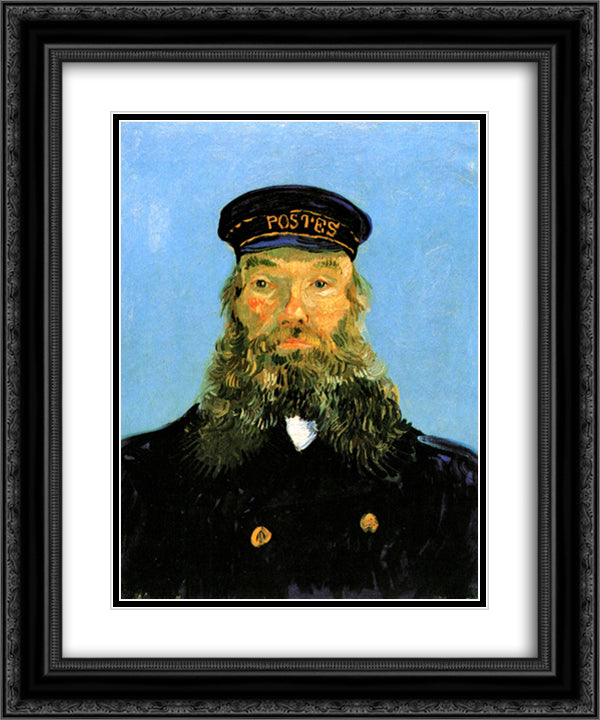 Portrait of Postman Roulin 20x24 Black Ornate Wood Framed Art Print Poster with Double Matting by Van Gogh, Vincent