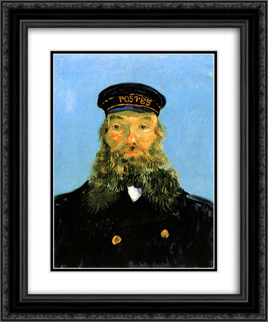Portrait of Postman Roulin 20x24 Black Ornate Wood Framed Art Print Poster with Double Matting by Van Gogh, Vincent