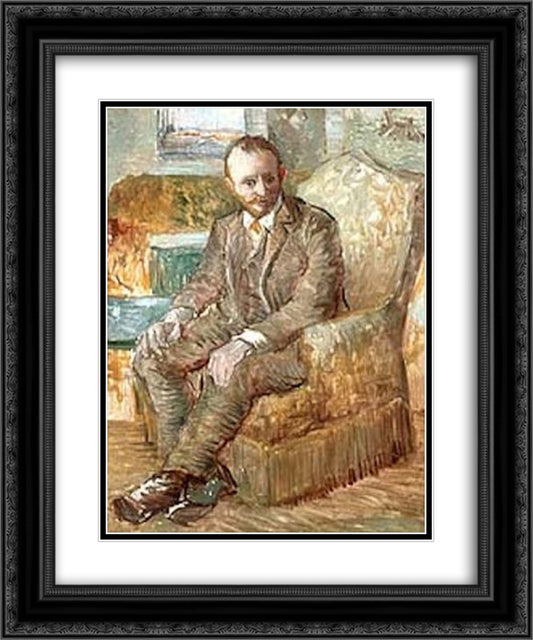 Portrait of the Art Dealer Alexander Reid, Sitting in an Easy Chair 20x24 Black Ornate Wood Framed Art Print Poster with Double Matting by Van Gogh, Vincent