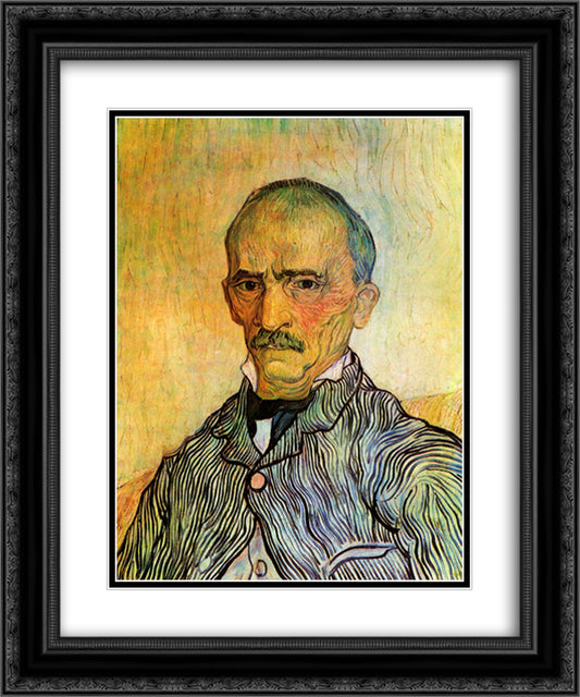 Portrait of Trabuc, an Attendant at Saint-Paul Hospital 20x24 Black Ornate Wood Framed Art Print Poster with Double Matting by Van Gogh, Vincent