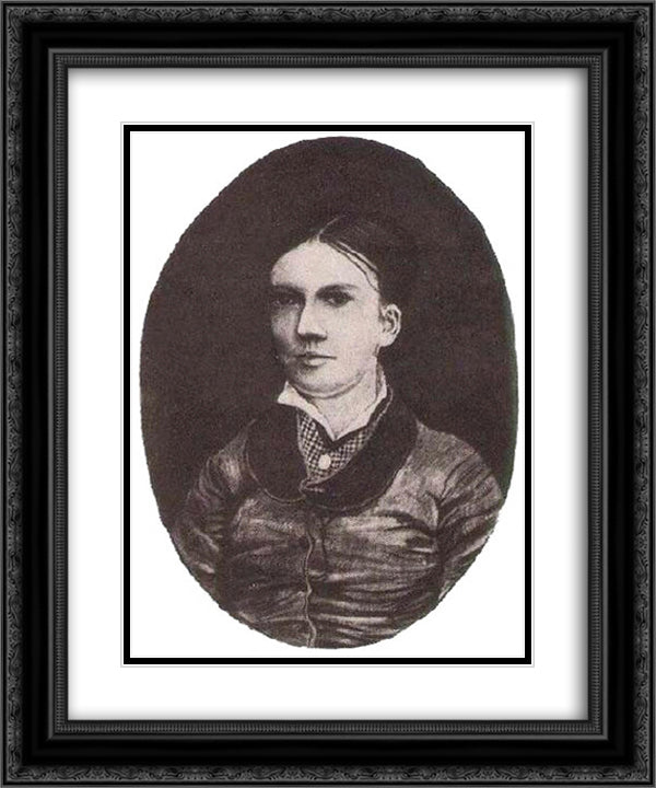 Portrait possibly of Willemien van Gogh 20x24 Black Ornate Wood Framed Art Print Poster with Double Matting by Van Gogh, Vincent