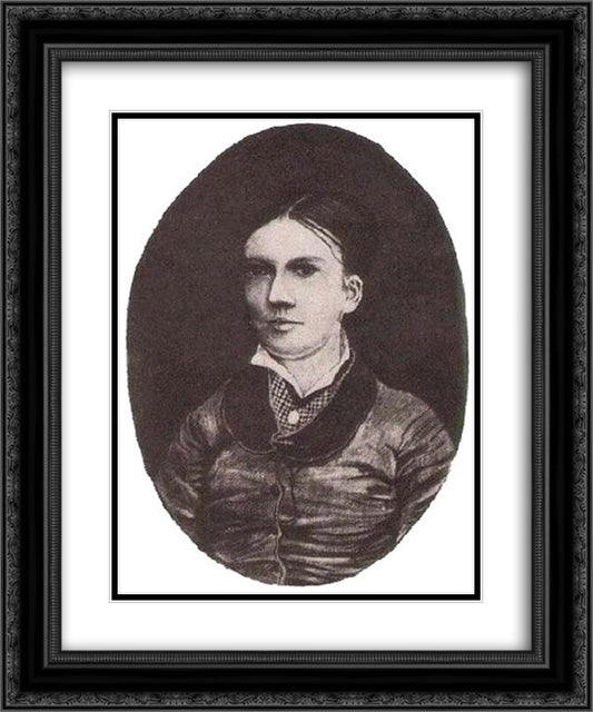 Portrait possibly of Willemien van Gogh 20x24 Black Ornate Wood Framed Art Print Poster with Double Matting by Van Gogh, Vincent