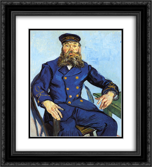 Postman Joseph Roulin 20x22 Black Ornate Wood Framed Art Print Poster with Double Matting by Van Gogh, Vincent