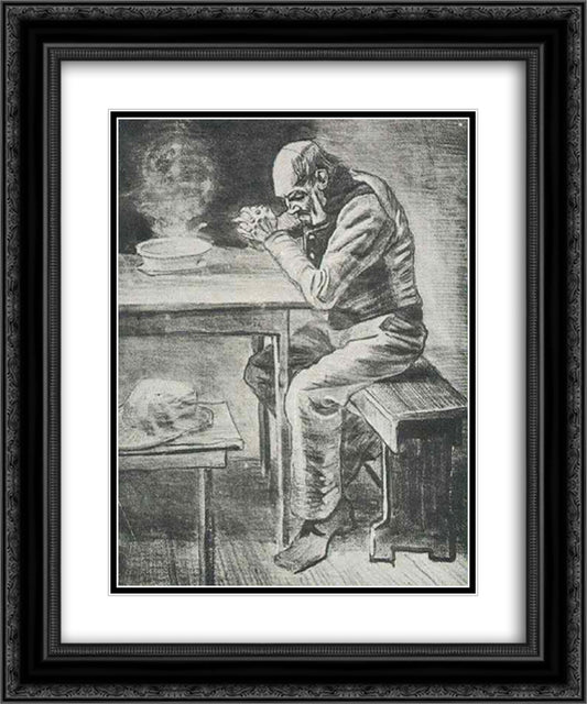 Prayer Before the Meal 20x24 Black Ornate Wood Framed Art Print Poster with Double Matting by Van Gogh, Vincent