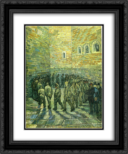 Prisoners Exercising (Prisoners Round) 20x24 Black Ornate Wood Framed Art Print Poster with Double Matting by Van Gogh, Vincent
