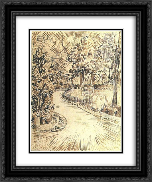 Public Garden with a Corner of the Yellow House 20x24 Black Ornate Wood Framed Art Print Poster with Double Matting by Van Gogh, Vincent