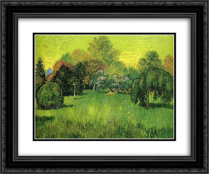 Public Park with Weeping Willow The Poet s Garden I 24x20 Black Ornate Wood Framed Art Print Poster with Double Matting by Van Gogh, Vincent