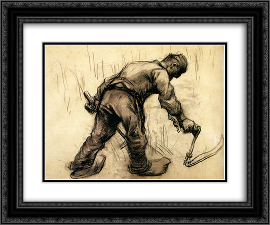 Reaper 24x20 Black Ornate Wood Framed Art Print Poster with Double Matting by Van Gogh, Vincent
