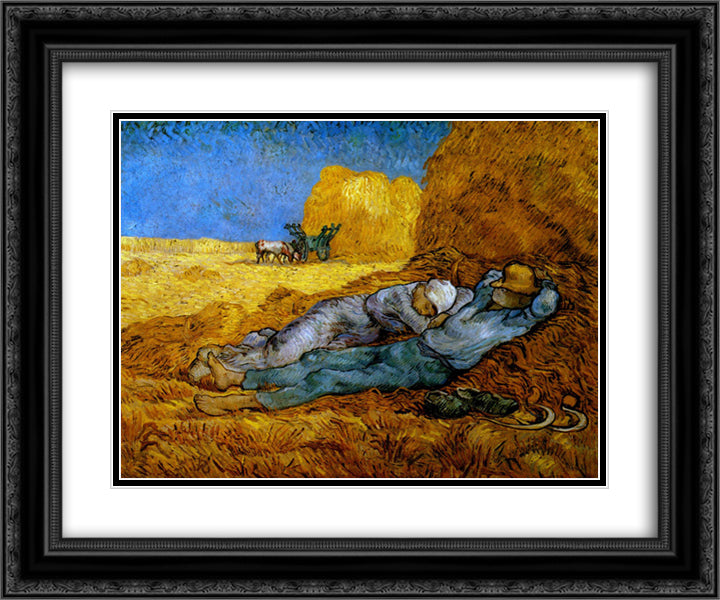 Rest Work (after Millet) 24x20 Black Ornate Wood Framed Art Print Poster with Double Matting by Van Gogh, Vincent