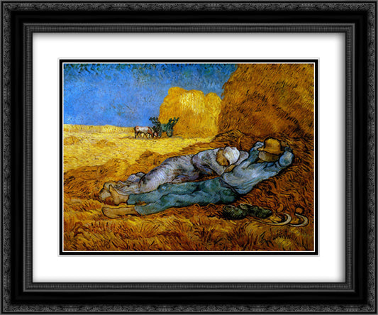 Rest Work (after Millet) 24x20 Black Ornate Wood Framed Art Print Poster with Double Matting by Van Gogh, Vincent